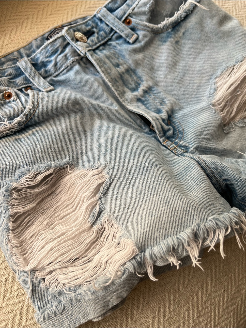 Abercrombie & Fitch Light Blue Distressed Denim Cutoff Shorts